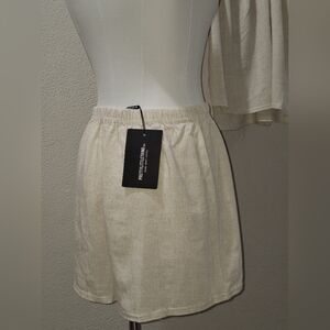 PrettyLittleThing Cream Cotton Pants with Elastic Waist  Size US 2